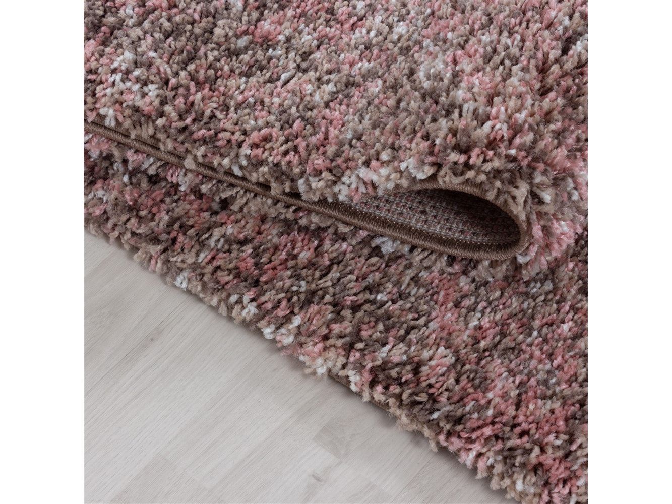 Shaggy Teppich Hochwertig Hochflor Wohnzimmer Rose Taupe Beige Creme Meliert - Image 4