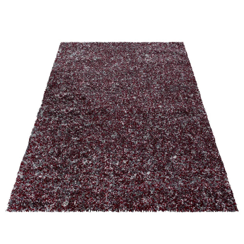 Shaggy Teppich Hochwertig Hochflor Wohnzimmer Rot Grau Creme Meliert - Image 2