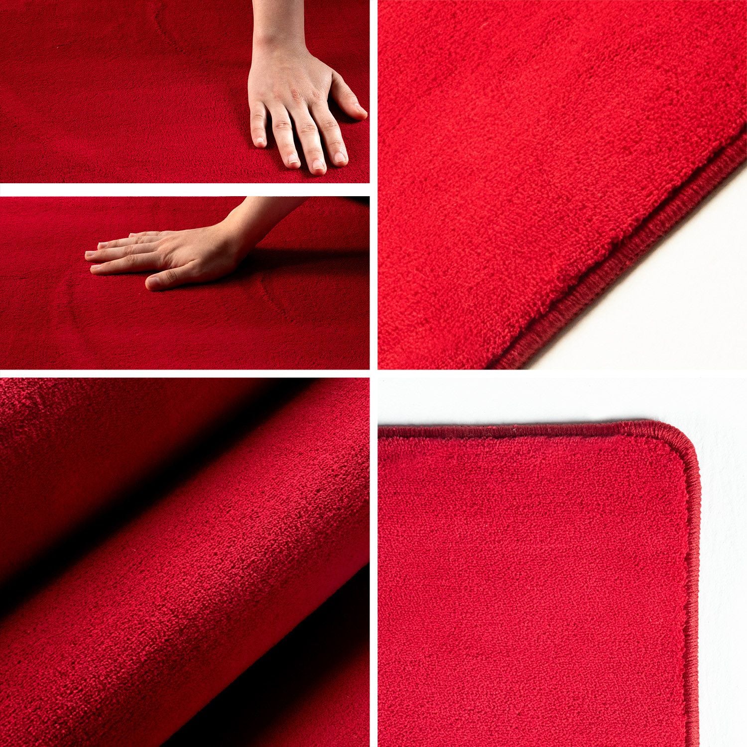 Sky Kurzflorteppich Rot – Unicolor, Anti-Rutsch - Image 3