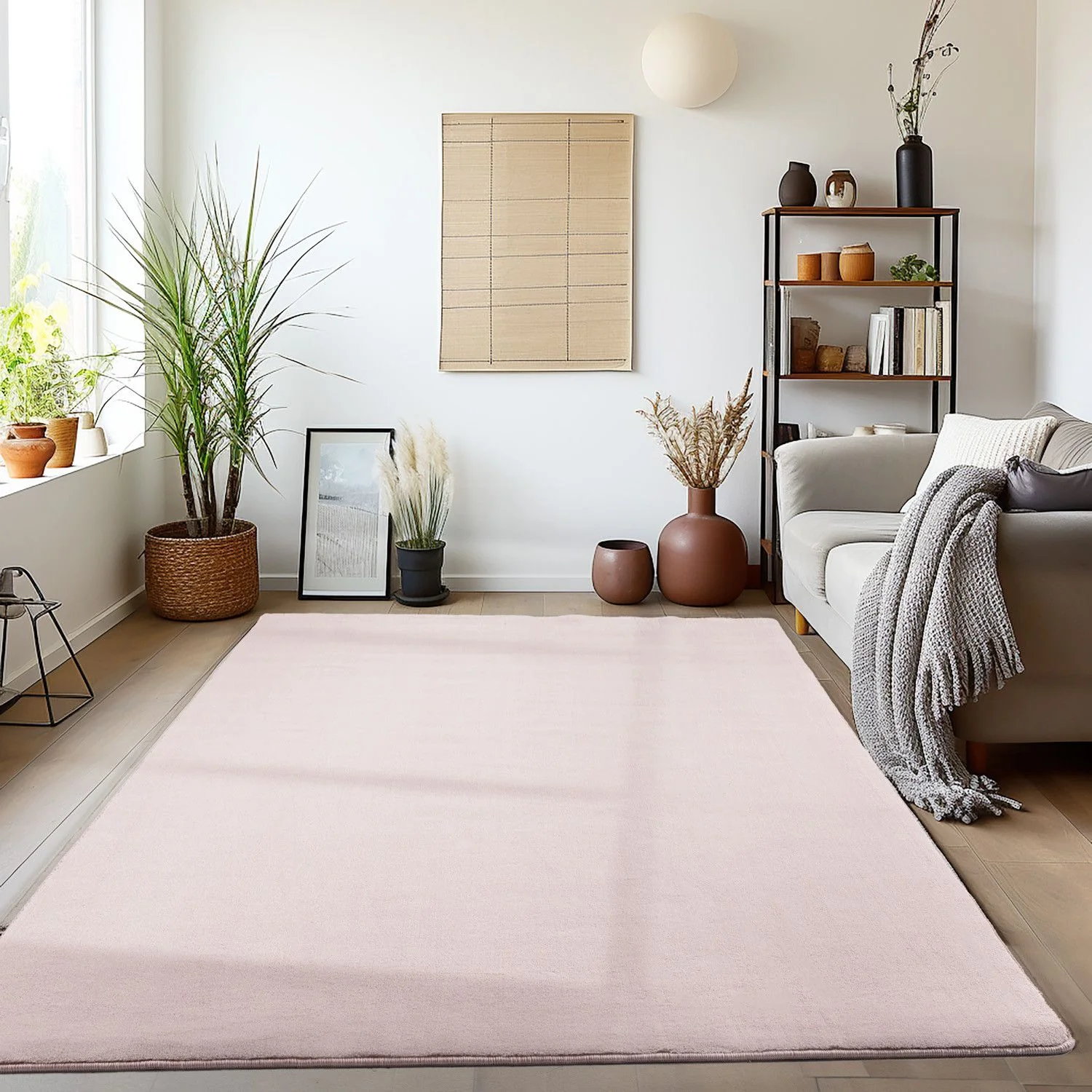 Sky Kurzflorteppich Rosa – Unicolor, Anti-Rutsch