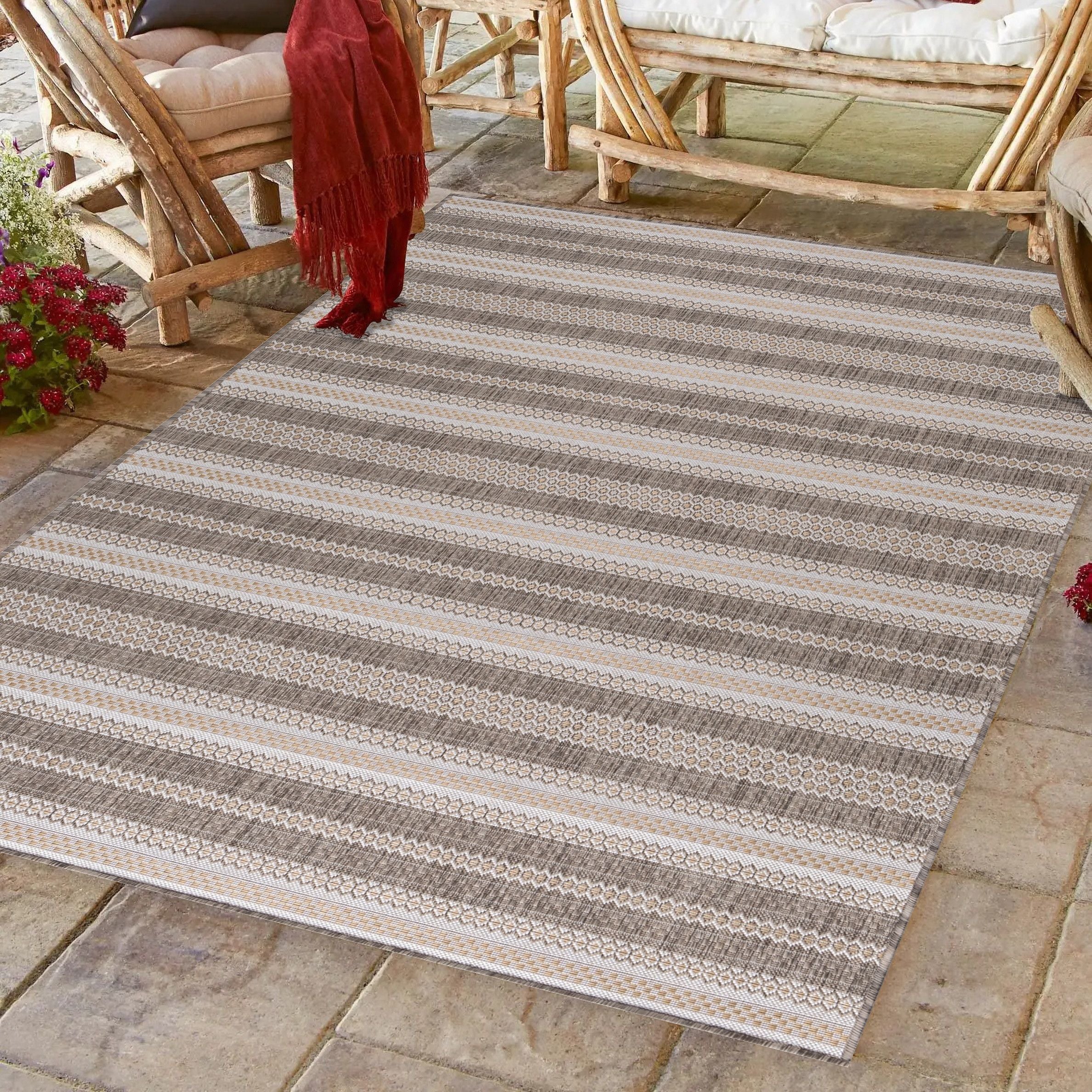 Vintage Outdoorteppich Beige: Balkon & Terrasse