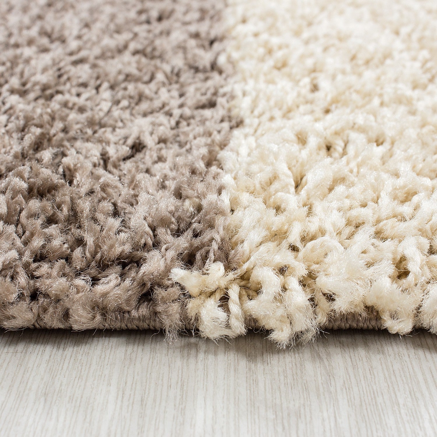 Teppich Hochflor Langflor Wohnzimmer günstig Shaggy kariert Braun Weiss Beige - Image 3