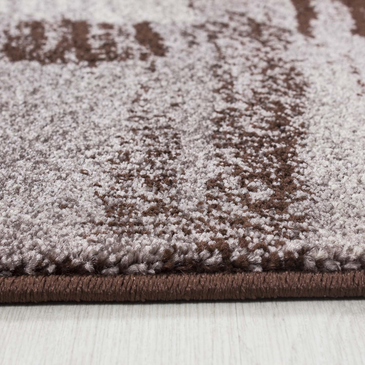 Teppich Modern Designer Abstract Karo Muster Meliert Braun Beige Weiss - Image 2