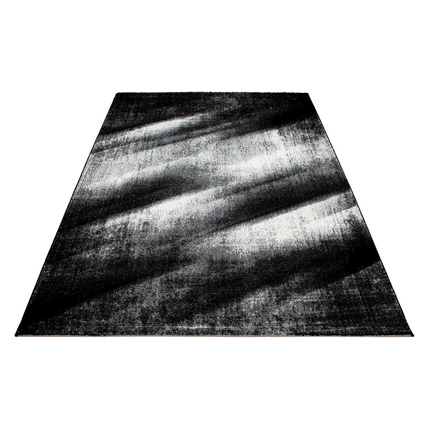 Teppich Modern Designer Abstract Wellen Muster Meliert Schwarz Grau Weiß - Image 4