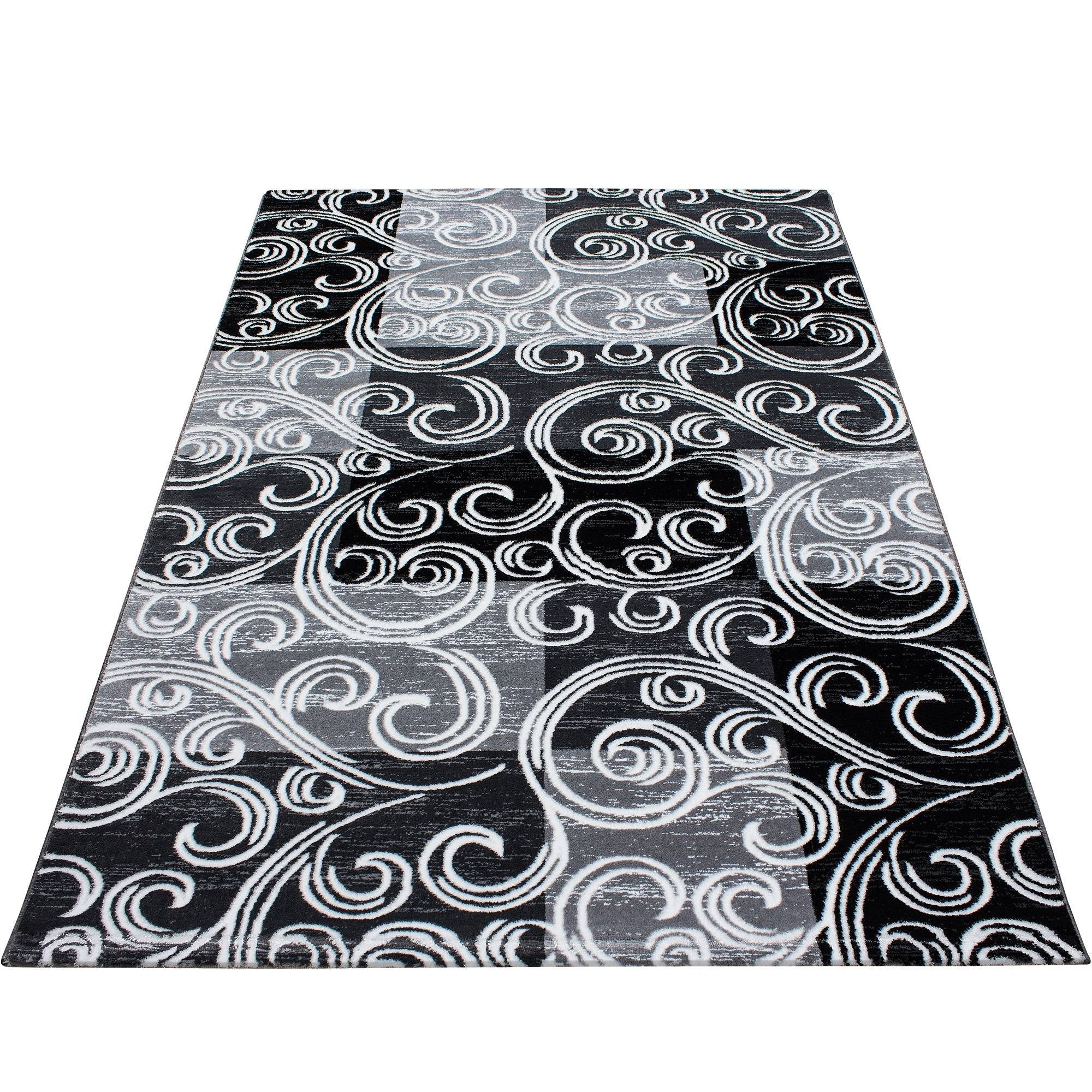 Teppich Modern Designer Barock mit Kariert Muster Meliert Schwarz Grau Weiß - Image 6