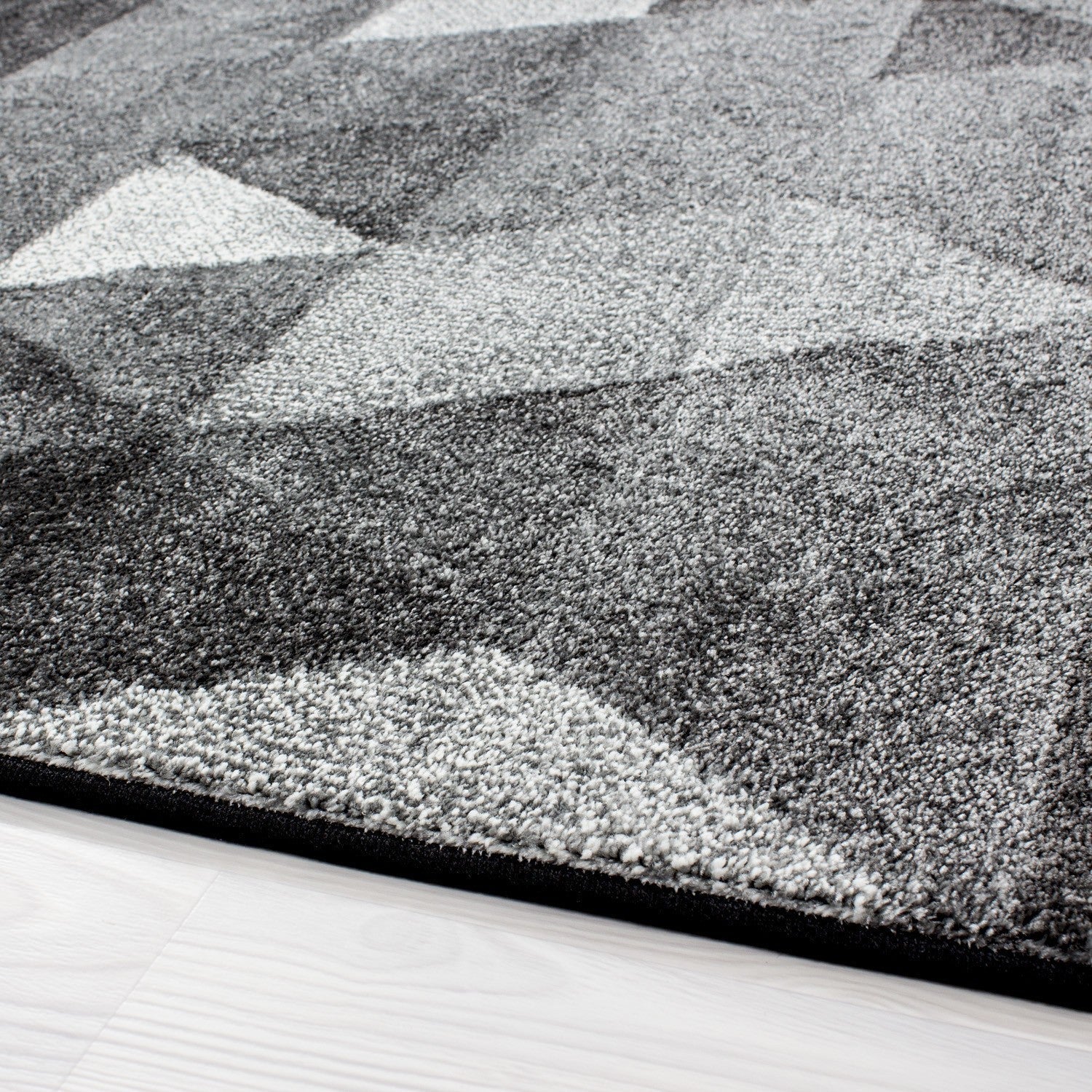 Teppich Modern Designer Geometrisch Dreieck Muster Meliert Schwarz Grau Weiss - Image 2