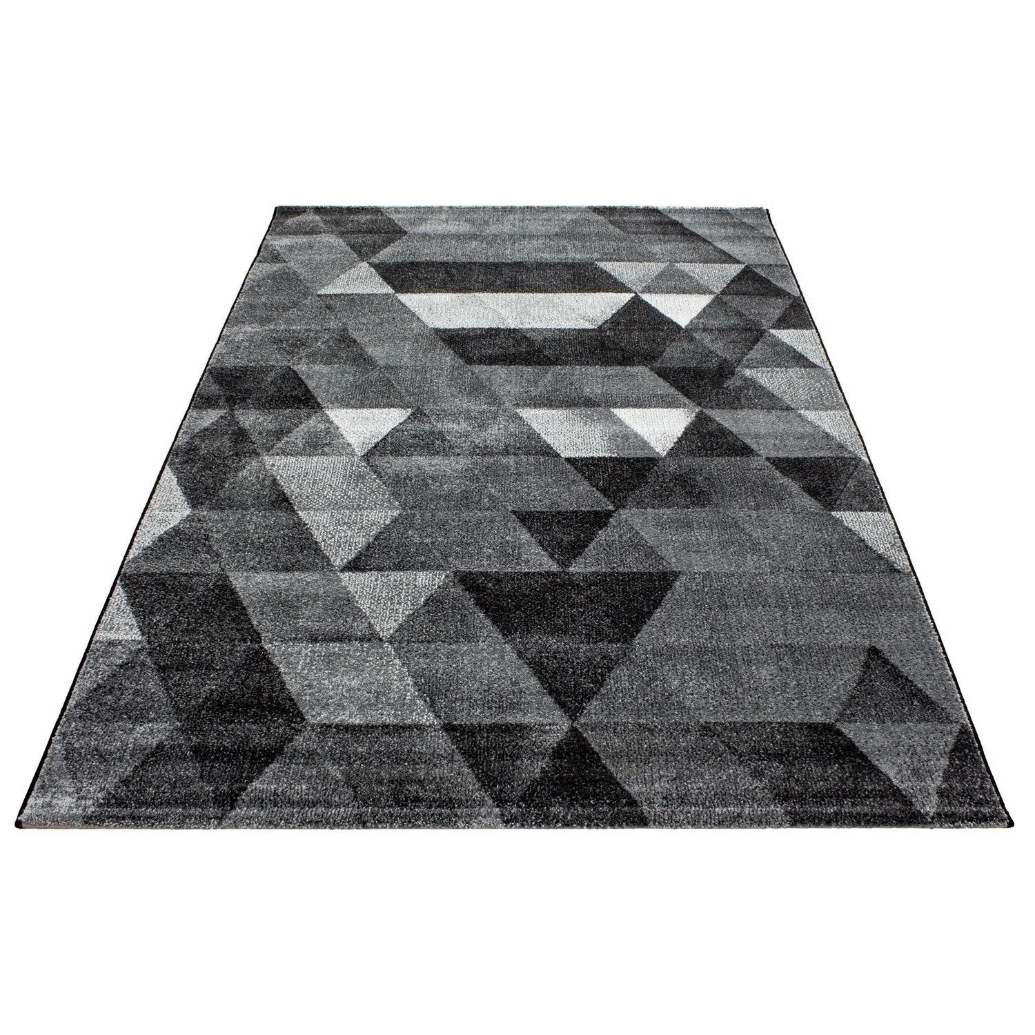 Teppich Modern Designer Geometrisch Dreieck Muster Meliert Schwarz Grau Weiss - Image 4