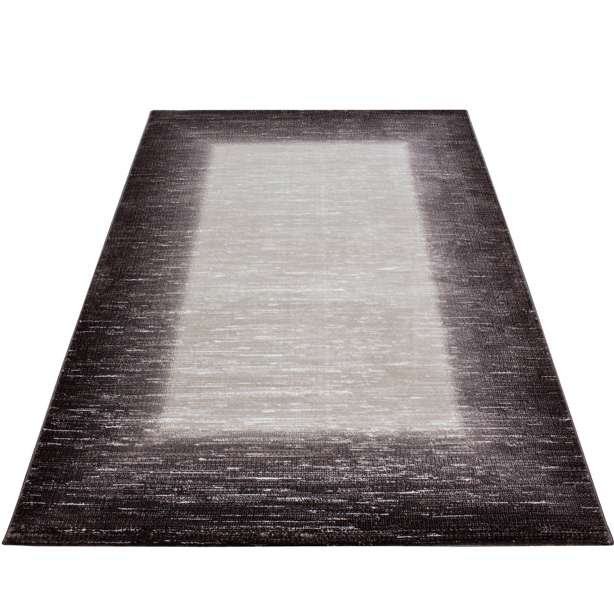 Teppich Modern Designer Wohnzimmer Bordüre Muster Meliert Braun Beige Creme - Image 3