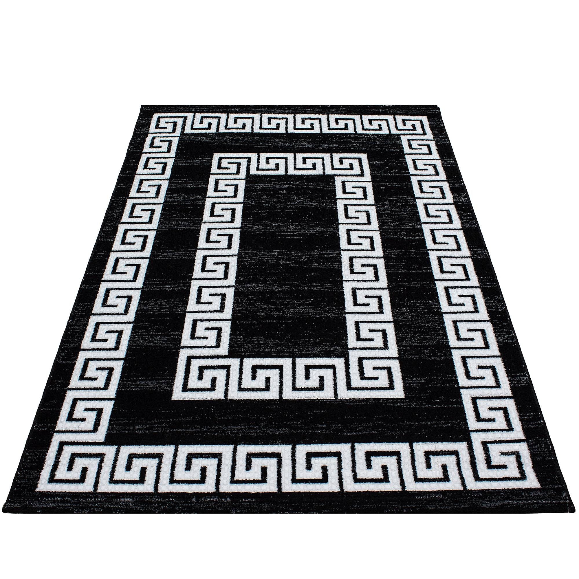 Teppich Modern Designer Wohnzimmer Bordüre Versace Muster Meliert Schwarz Weiss - Image 6