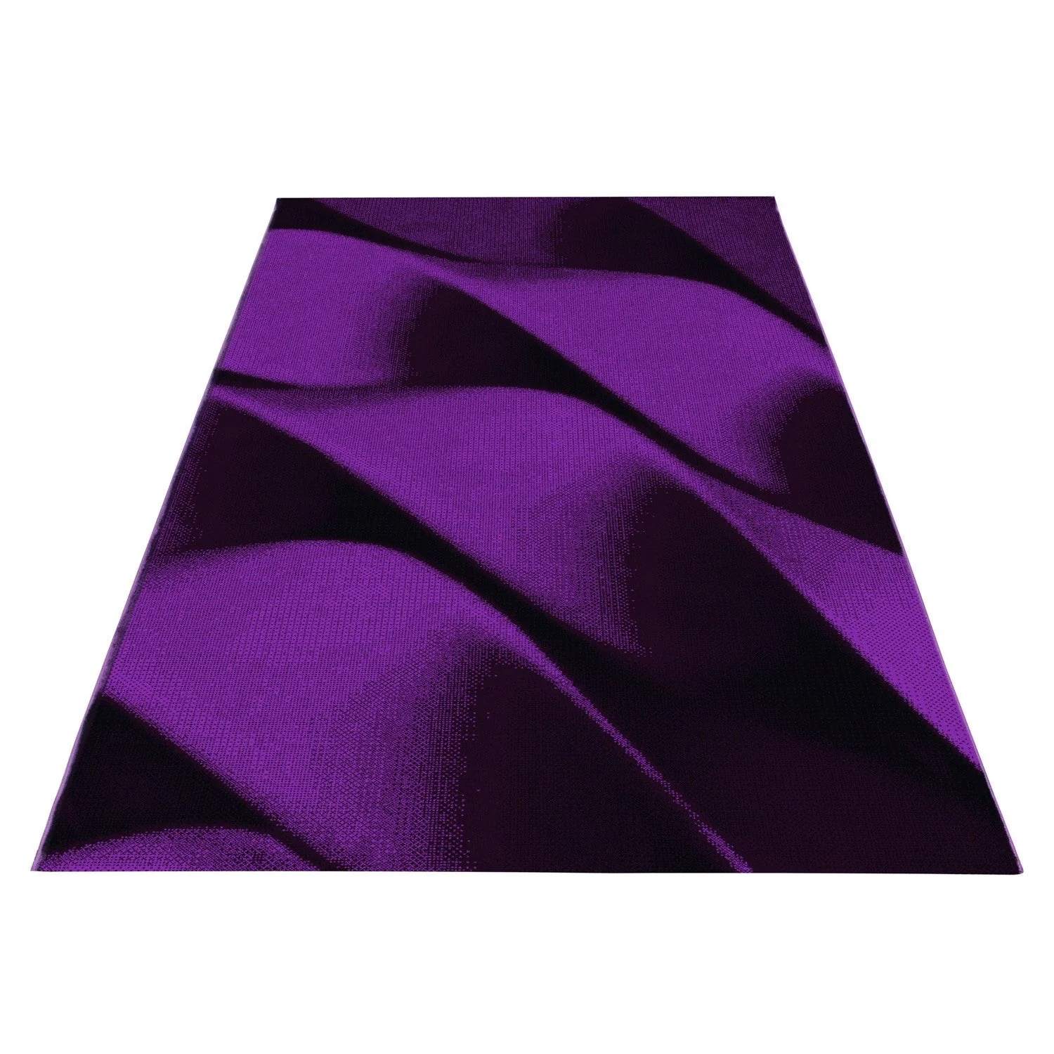 Teppich Modern Designer Wohnzimmer Geometrisch Wellen Muster Schwarz Lila