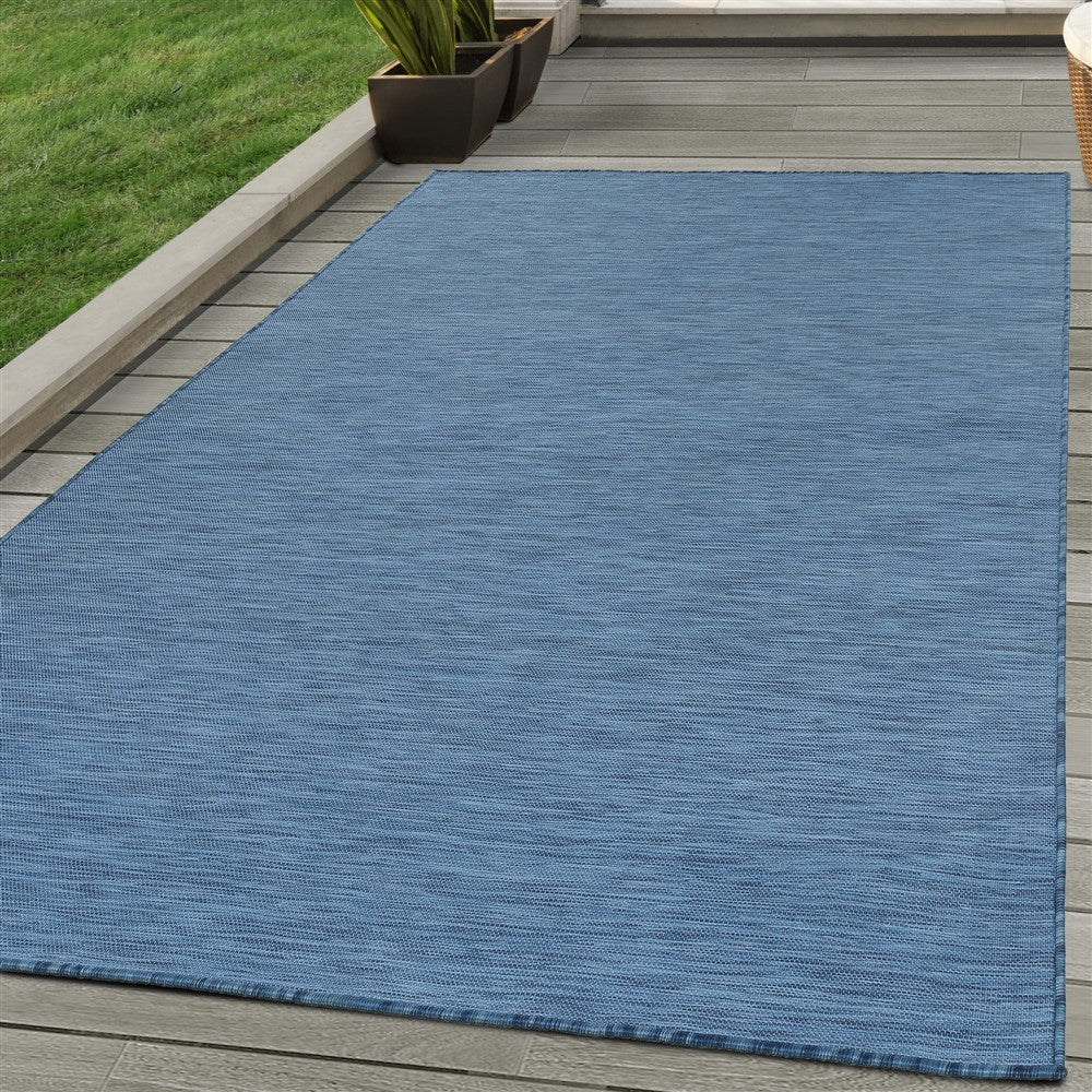 Teppich Sisal optik Flachgewebe Terrassen In- Outdoor Meliert Marineblau Blau - Image 2