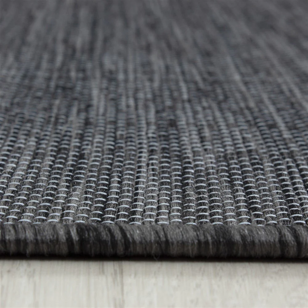 Teppich Sisal optik Flachgewebe Terrassen In- Outdoor Meliert Schwarz Grau - Image 2