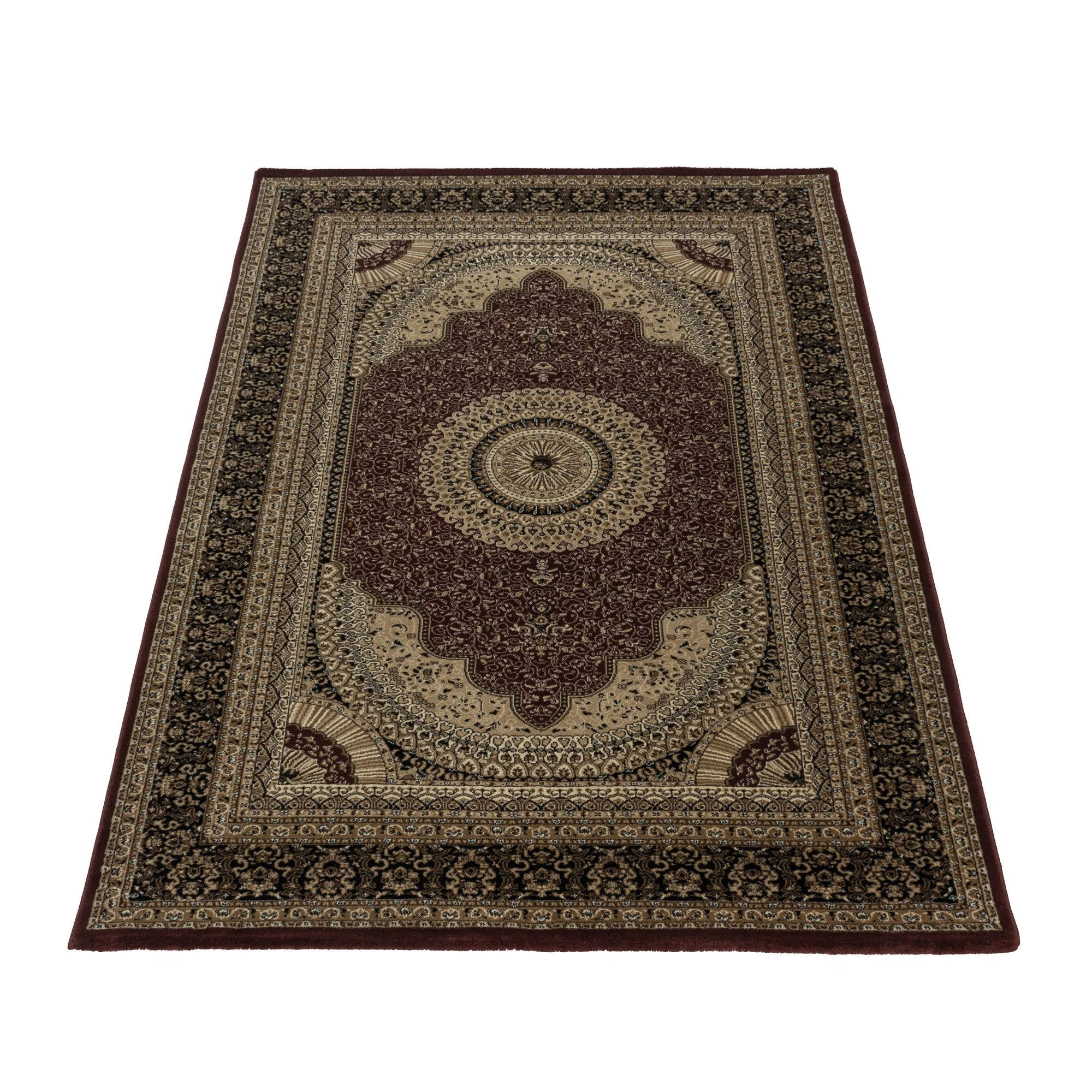 Klassischer Orient Kurzflor Teppich | Rot mit Bordüre - Image 3