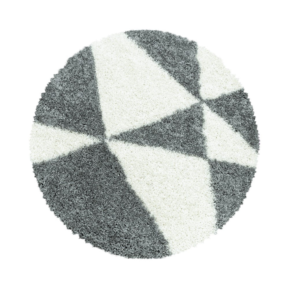 Wohnzimmerteppich Design Hochflor Teppich Muster Abstrakte Dreiecke Grau - Image 5