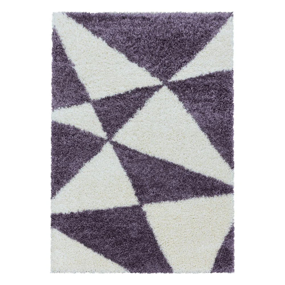 Hochflor Teppich Lila – Abstraktes Dreieck Design - Image 3