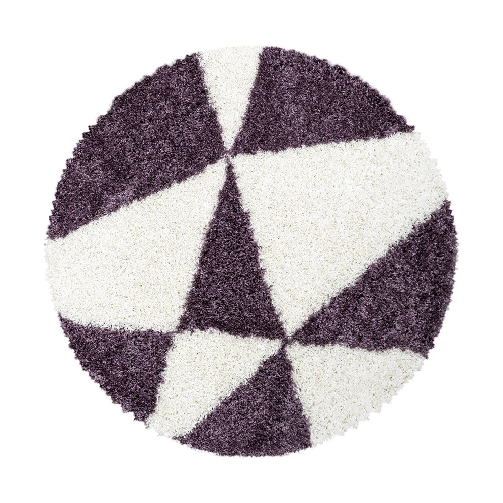 Hochflor Teppich Lila – Abstraktes Dreieck Design - Image 4