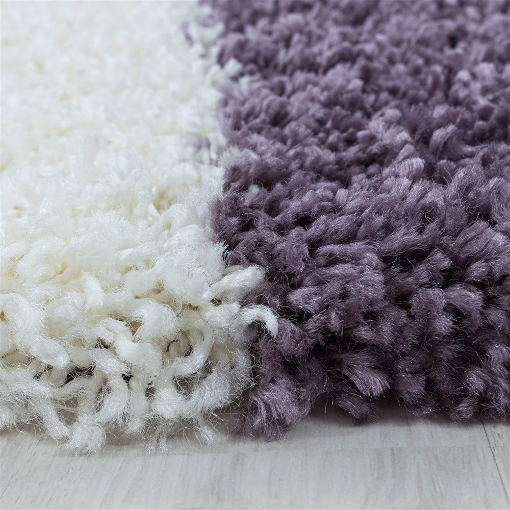 Hochflor Teppich Lila – Abstraktes Dreieck Design - Image 5