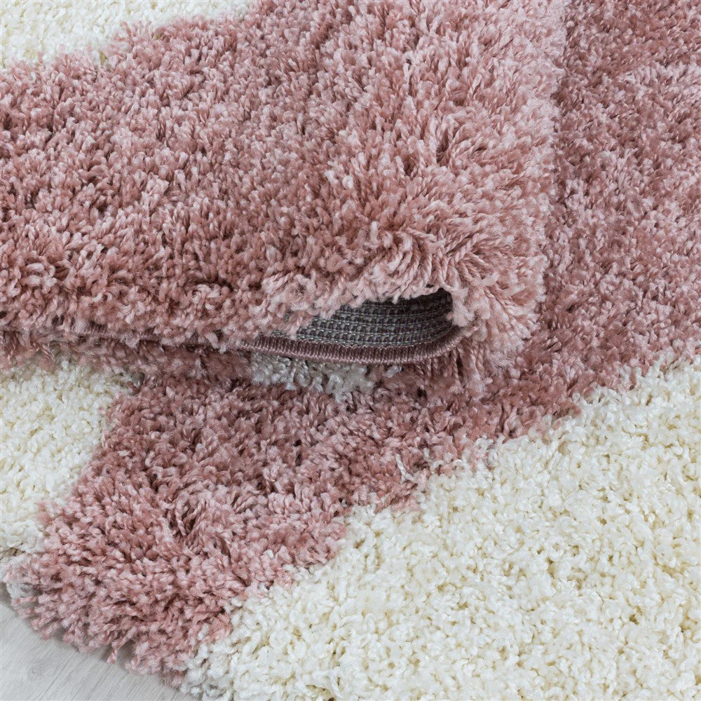 Wohnzimmerteppich Design Hochflor Teppich Muster Abstrakte Dreiecke Rose - Image 5