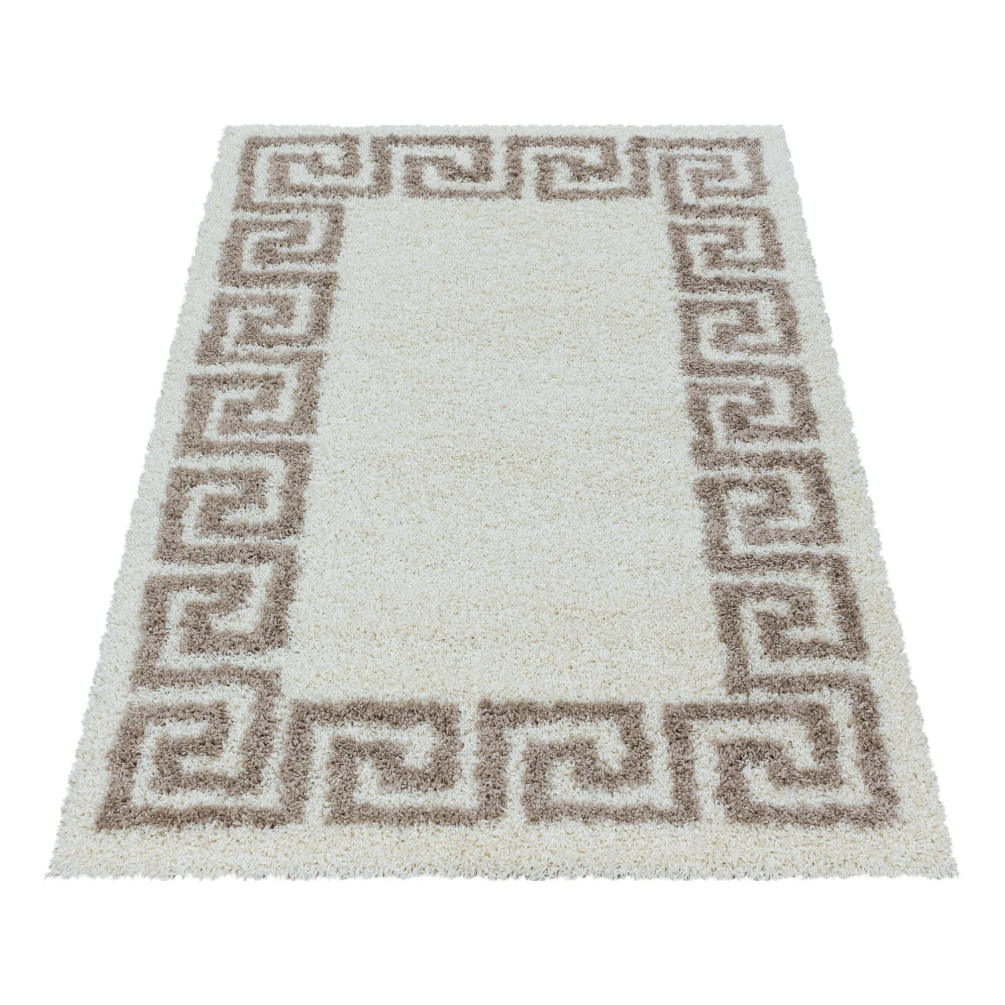 Hochflor Wohnzimmerteppich Beige | Antikes Muster - Image 3