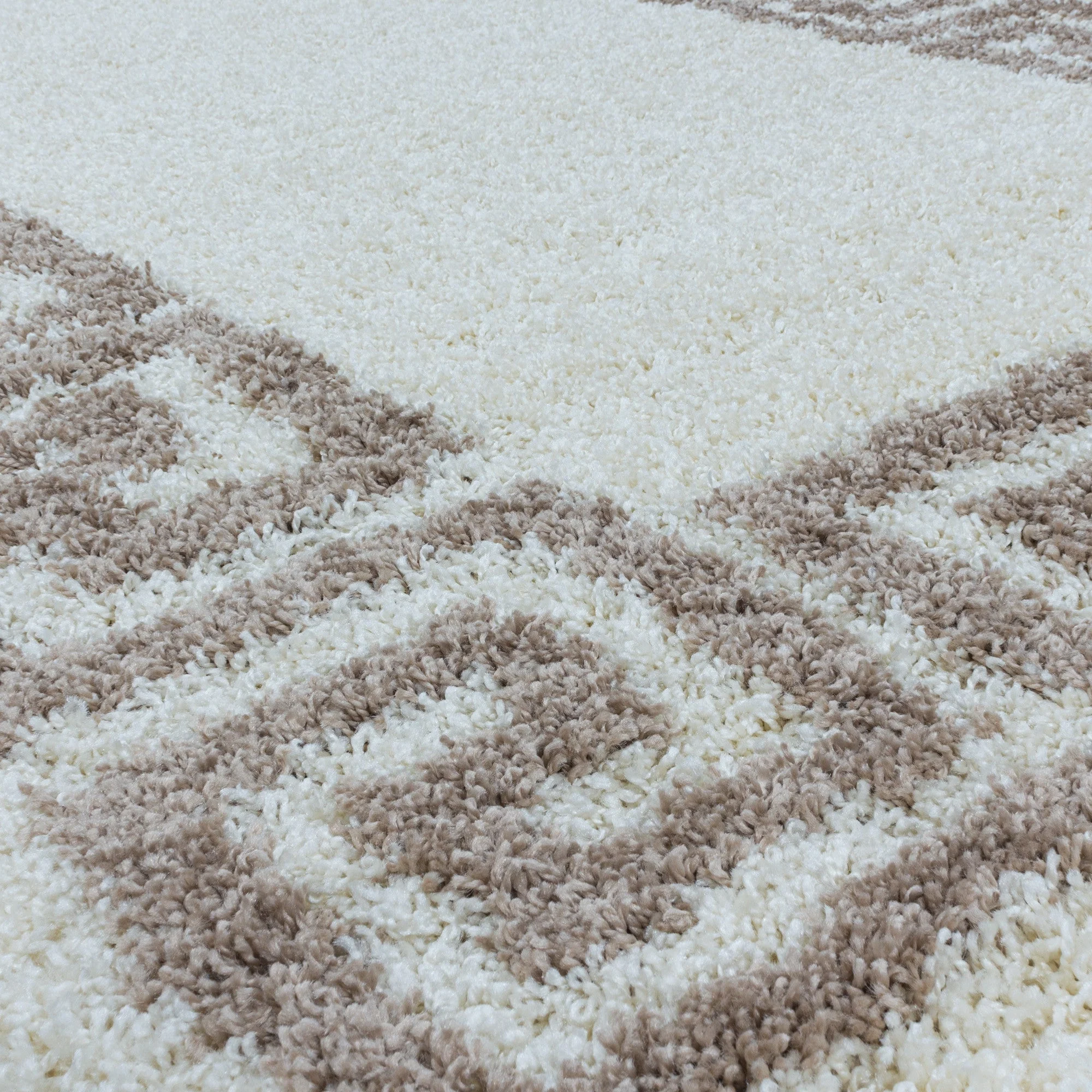 Hochflor Wohnzimmerteppich Beige | Antikes Muster - Image 7