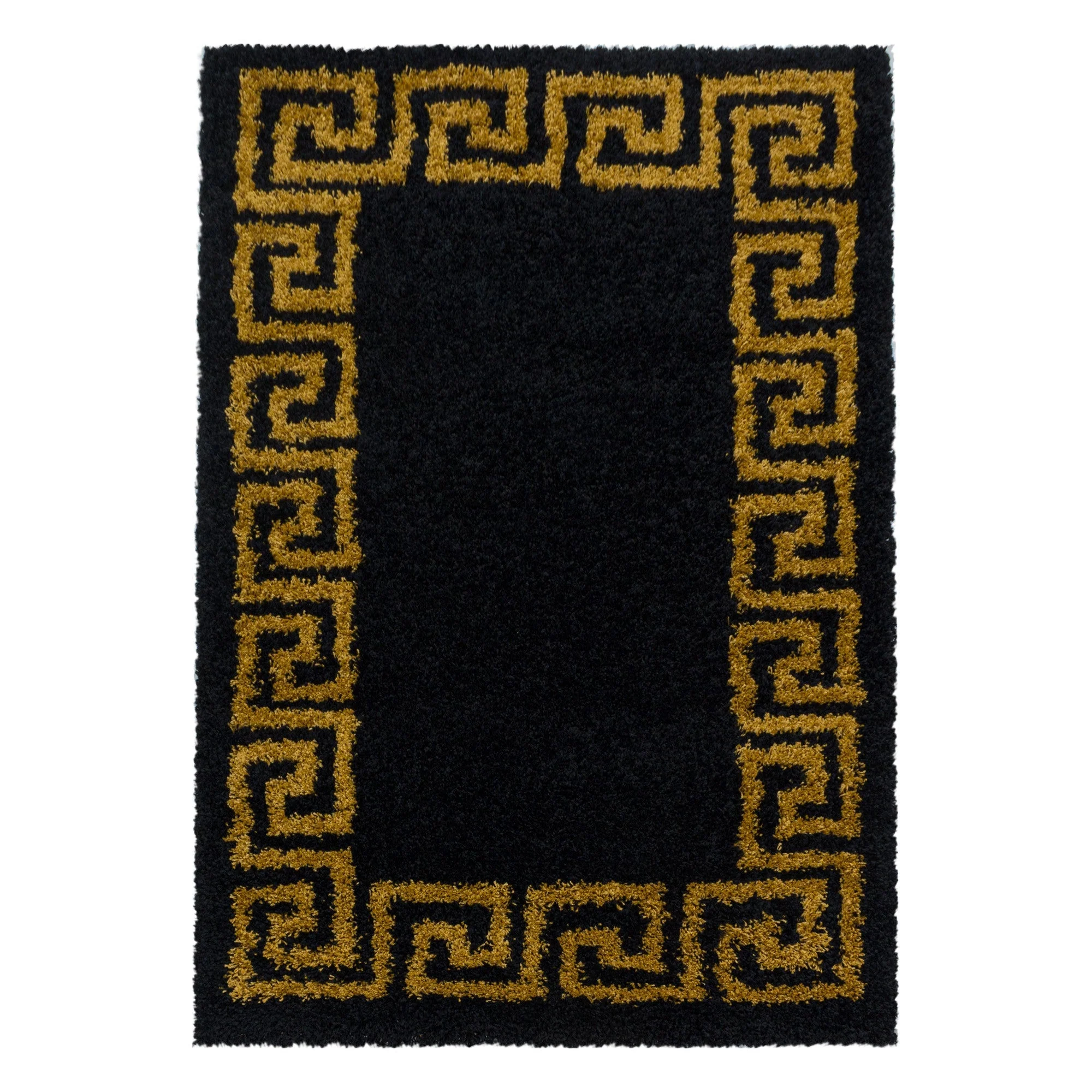 Hochflor Teppich Schwarz | Goldenes Muster - Image 2
