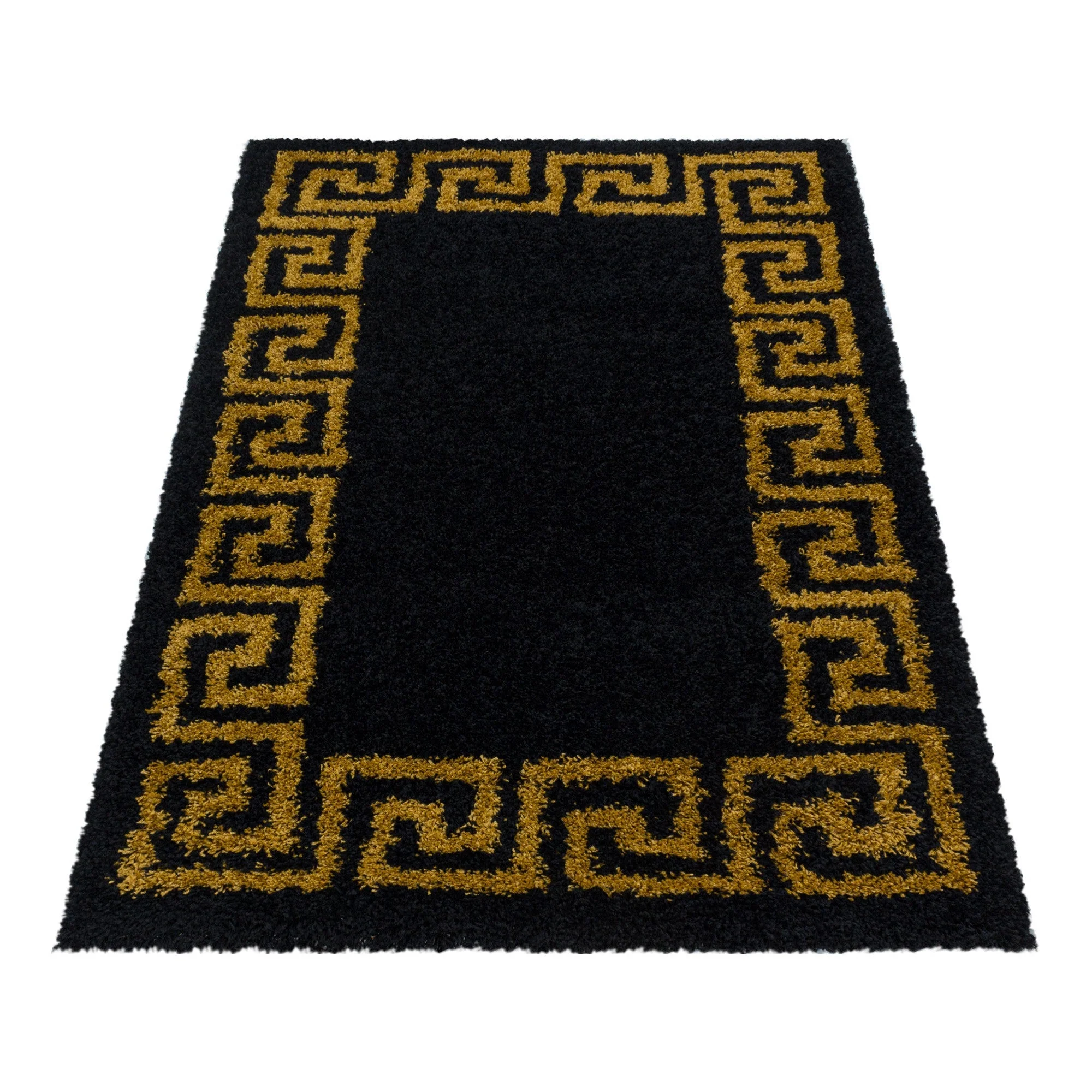 Hochflor Teppich Schwarz | Goldenes Muster - Image 3