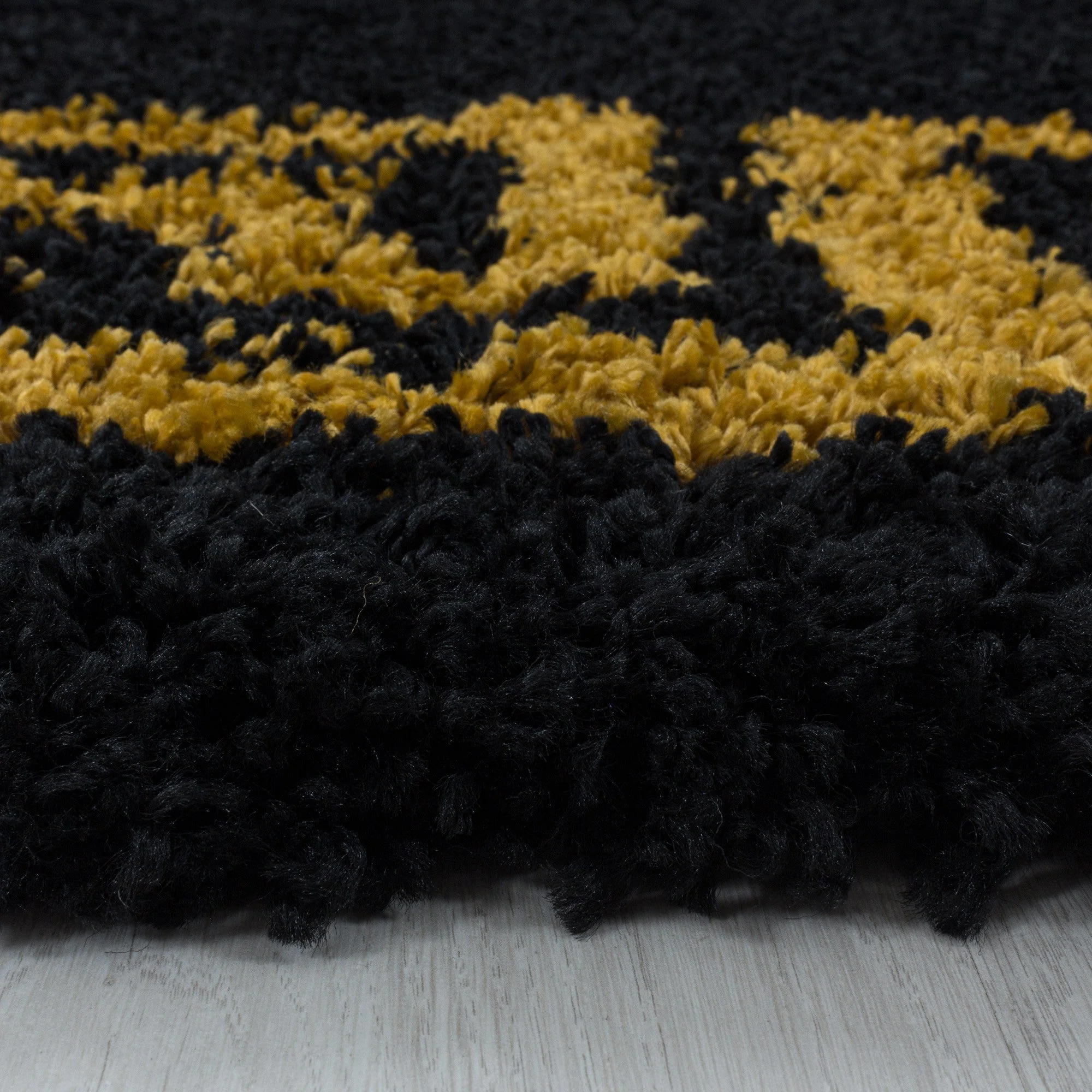 Hochflor Teppich Schwarz | Goldenes Muster - Image 5
