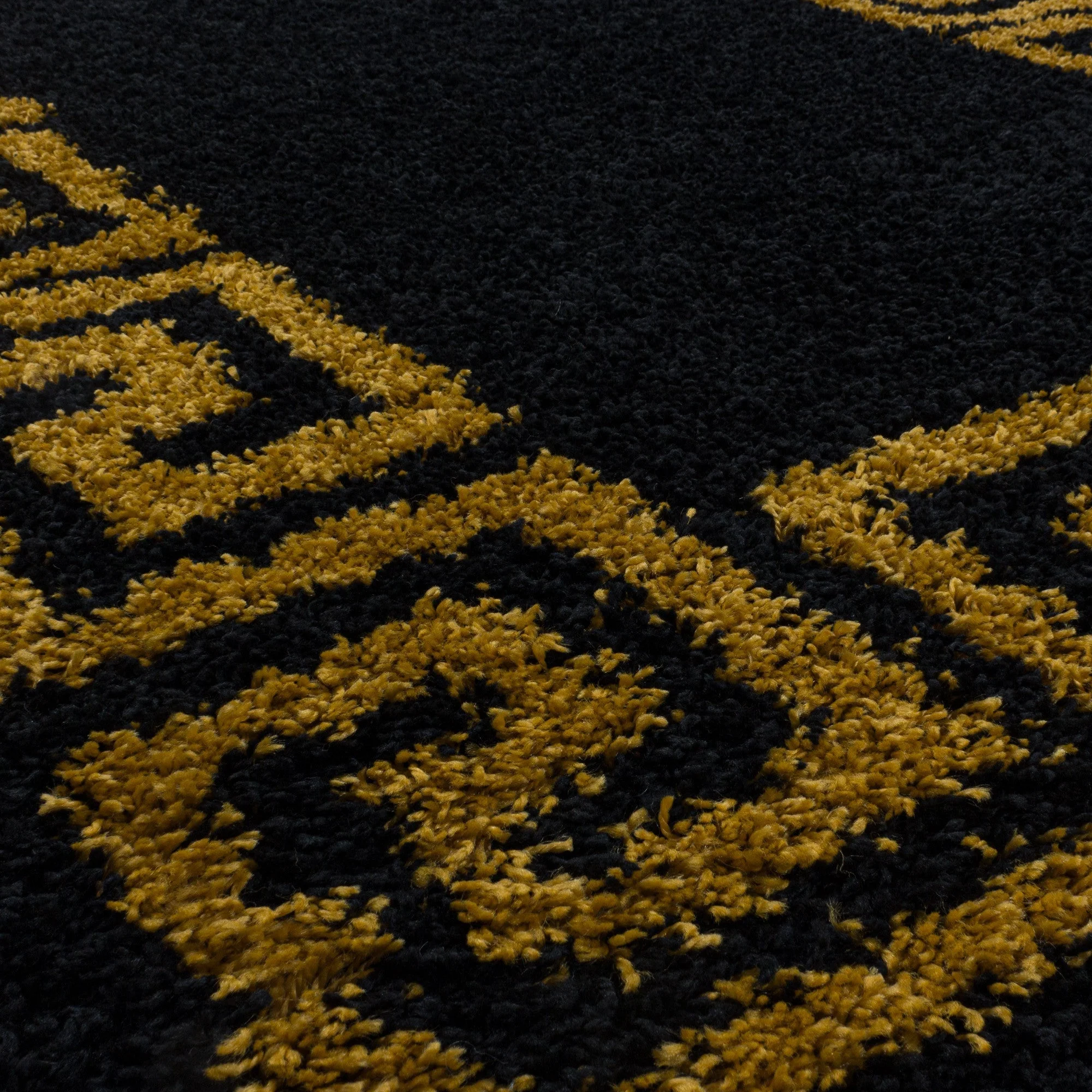 Hochflor Teppich Schwarz | Goldenes Muster - Image 7
