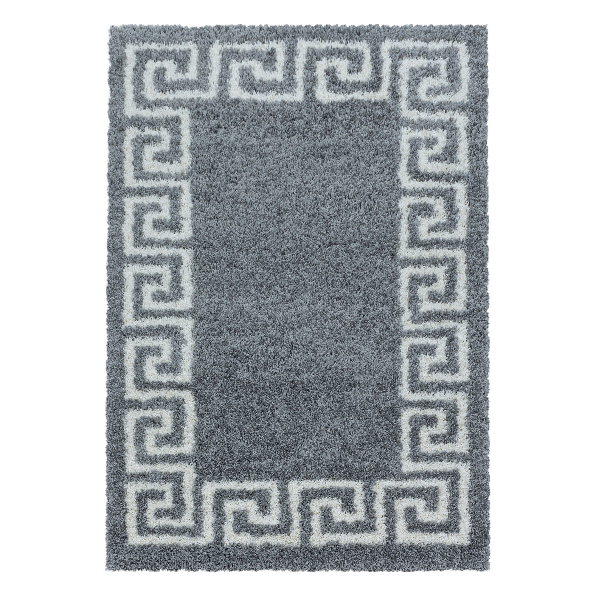 Hochflor Teppich Hellgrau | Weißes Muster - Image 2