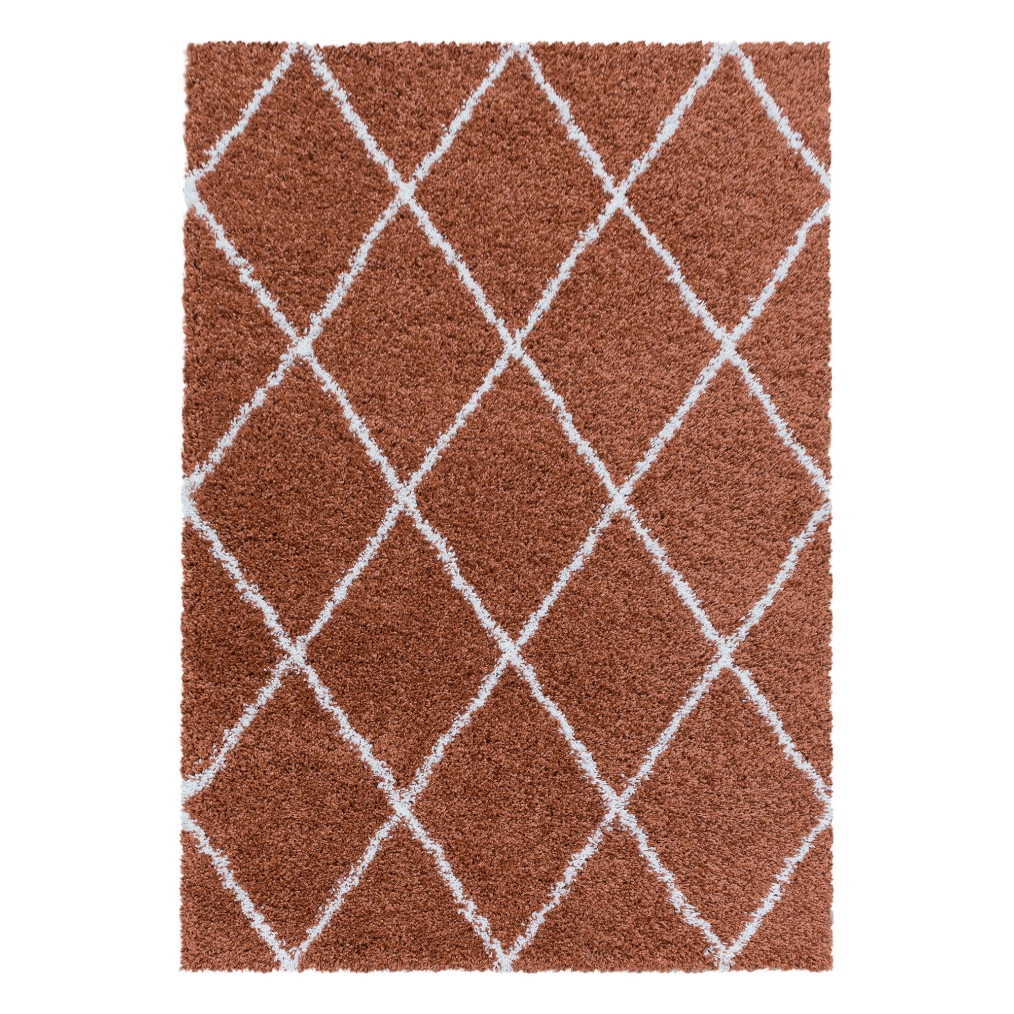 Hochflor Teppich Terra | Weiches Rautenmuster - Image 2