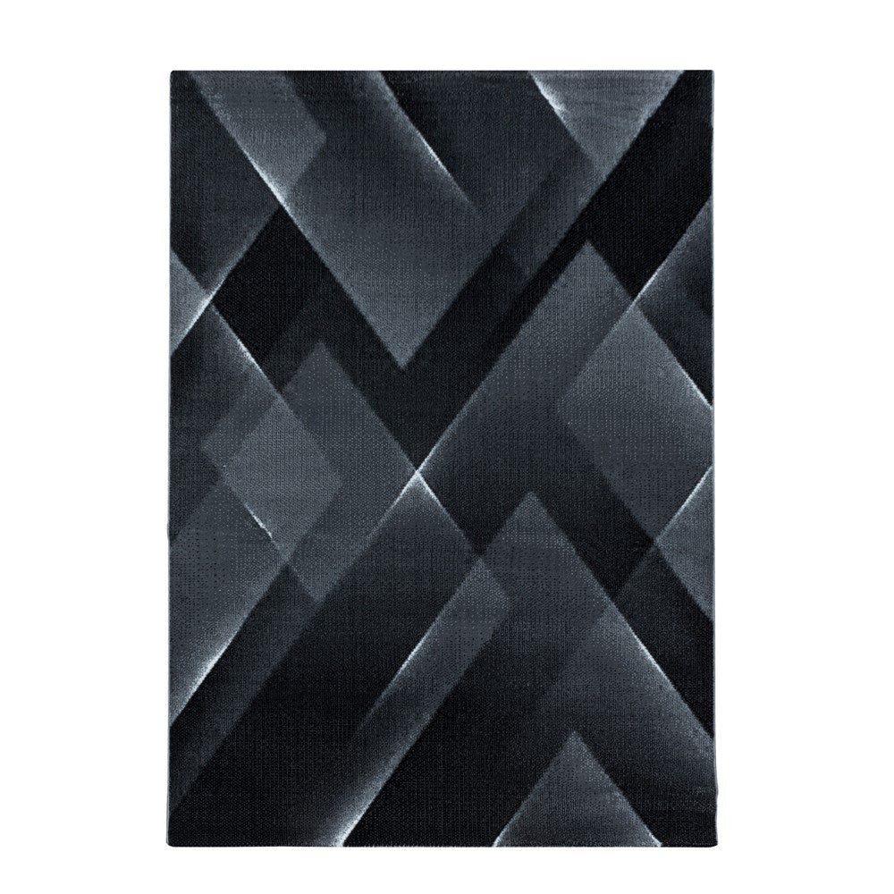 Kurzflor Teppich Schwarz | 3D Dreiecksmuster - Image 2