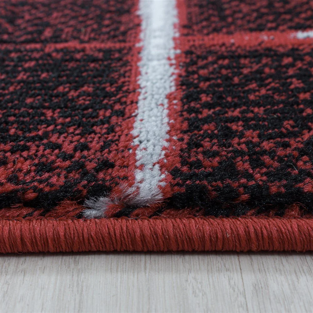 Kurzflor Teppich Rot | 3D Dreiecksmuster - Image 4