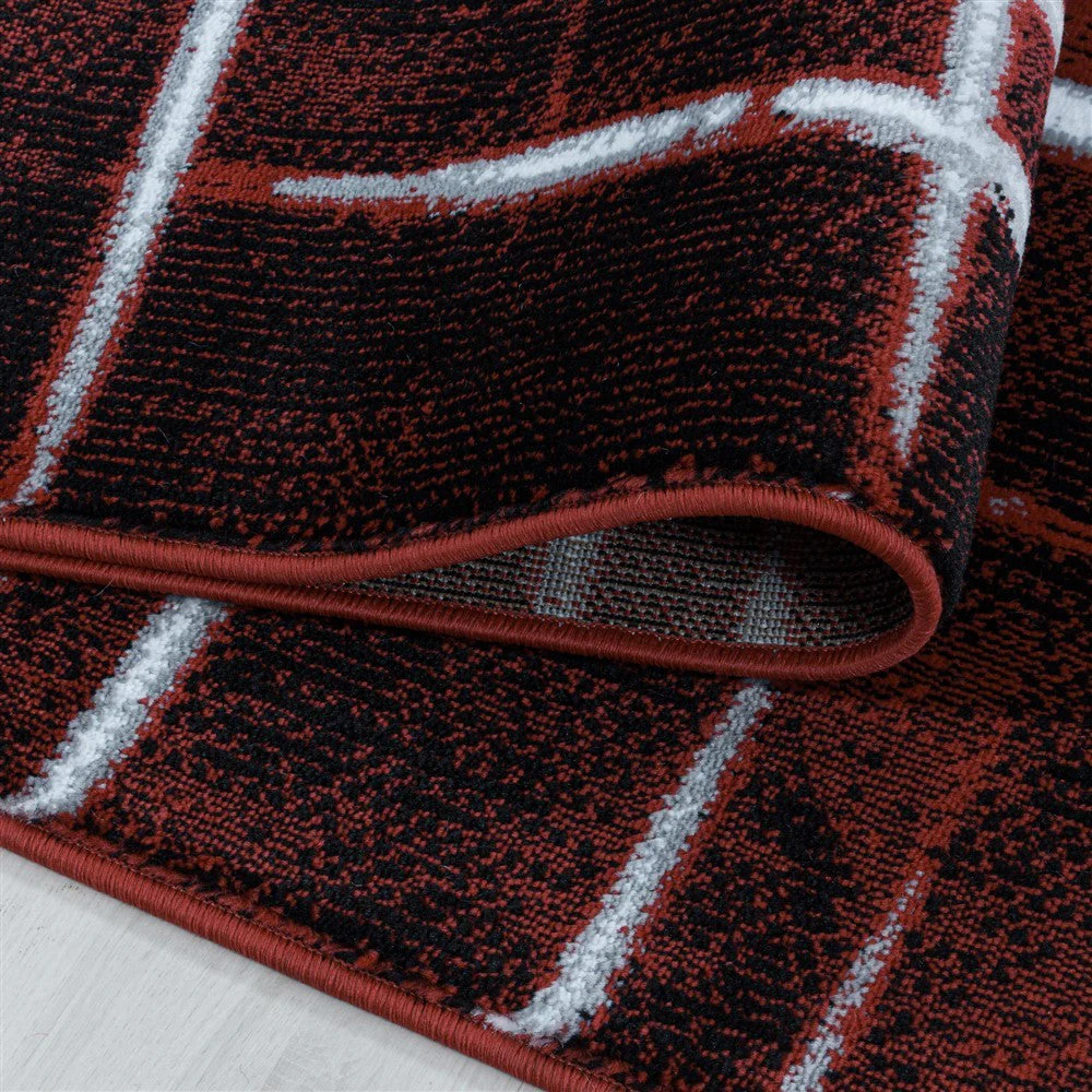 Kurzflor Teppich Rot | 3D Dreiecksmuster - Image 6
