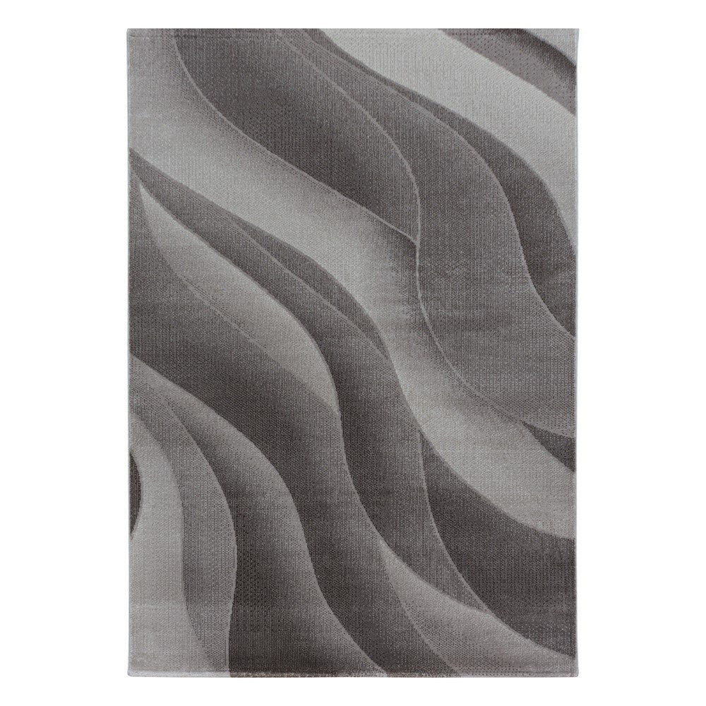 Kurzflor Teppich Braun | 3D Wellenmuster - Image 3