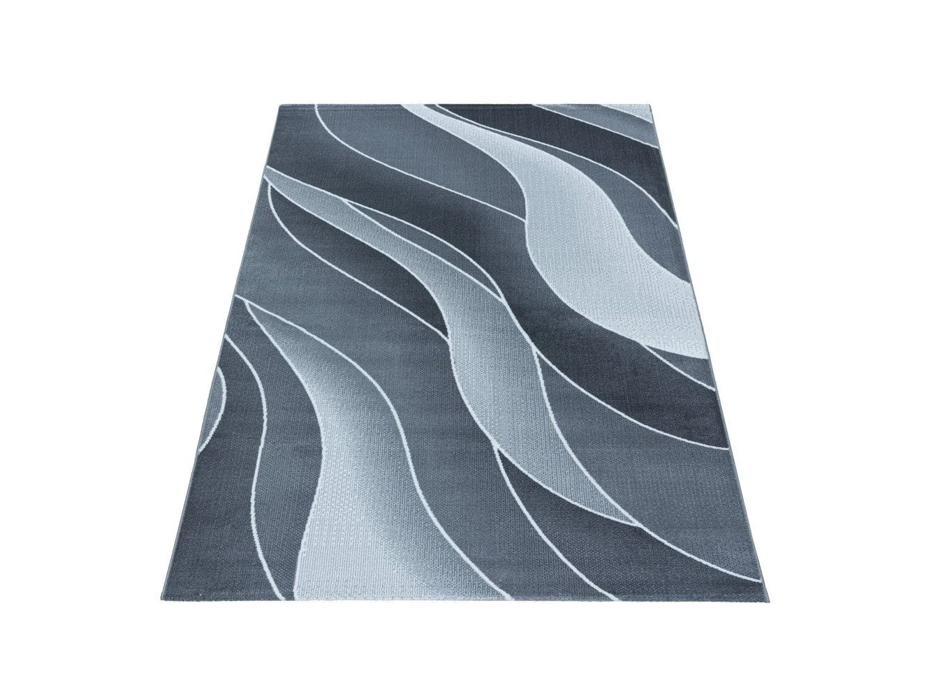 Kurzflor Teppich Grau | 3D Wellenmuster - Image 3