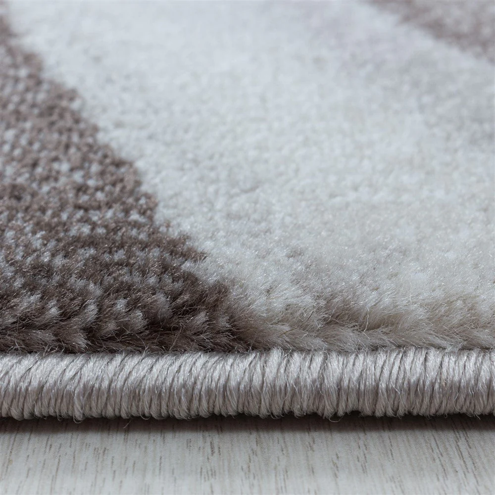 Wohnzimmerteppich Kurzflor Teppich Abstrakte Wellen Design Braun - Image 4