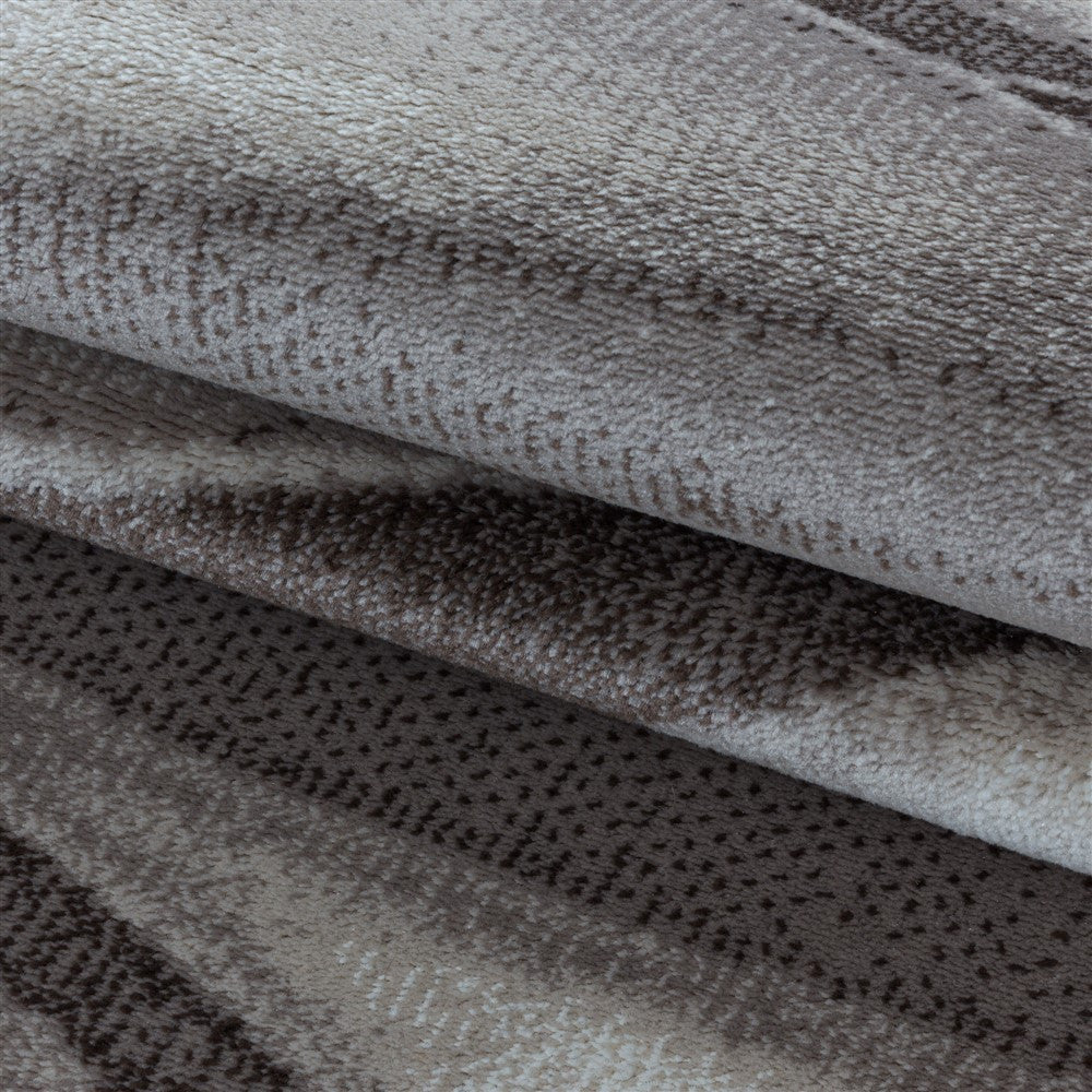 Wohnzimmerteppich Kurzflor Teppich Abstrakte Wellen Design Braun - Image 6