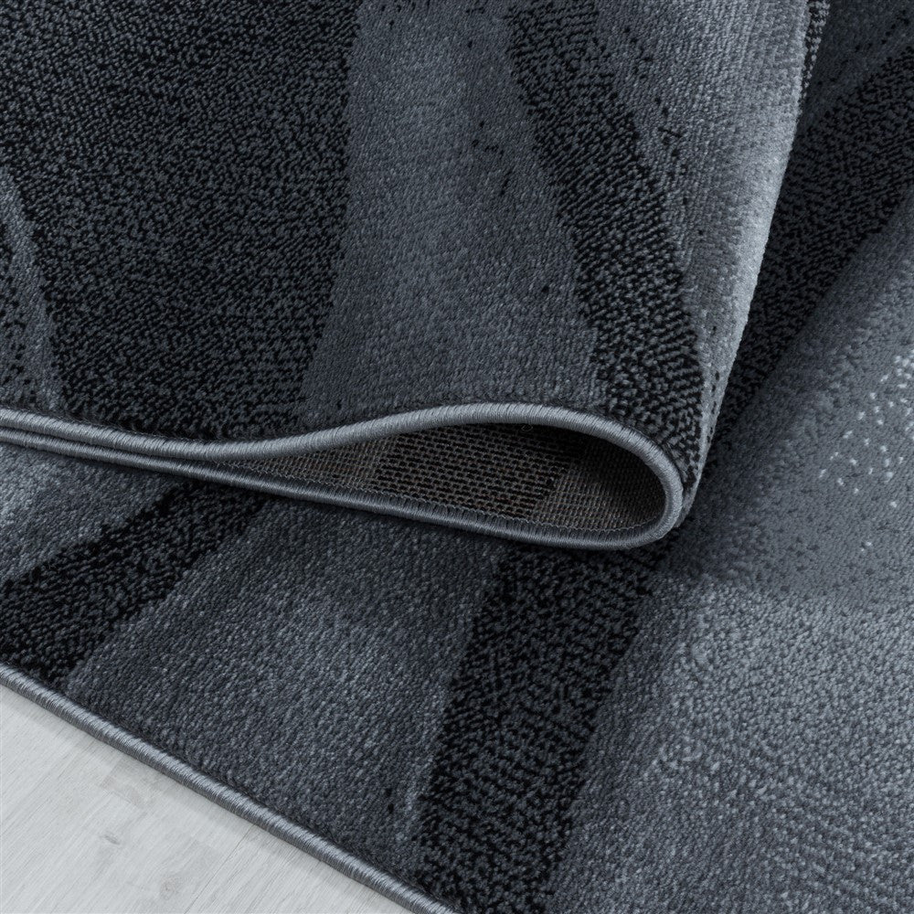 Wohnzimmerteppich Kurzflor Teppich Abstrakte Wellen Design Schwarz - Image 5