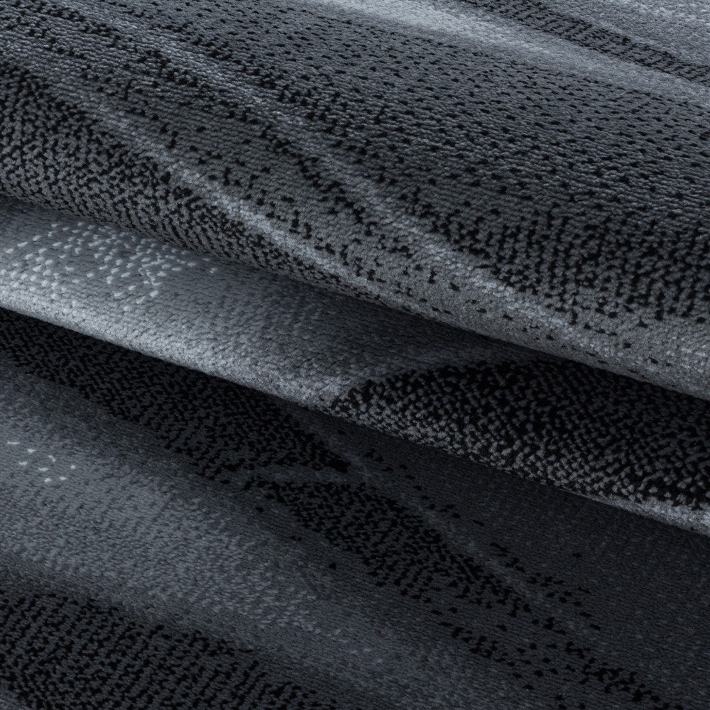 Wohnzimmerteppich Kurzflor Teppich Abstrakte Wellen Design Schwarz - Image 6