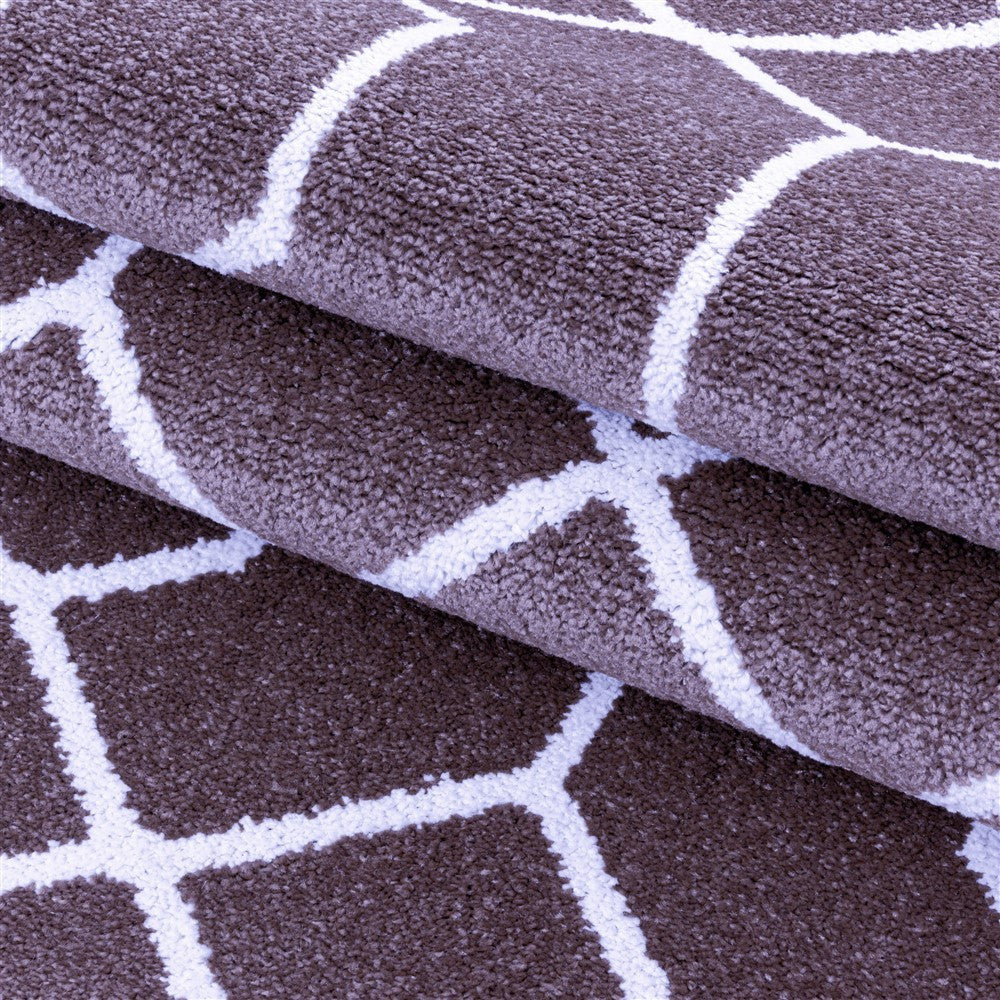 Wohnzimmerteppich Kurzflor Teppich Cable Design Zopf Linien Violet - Image 6