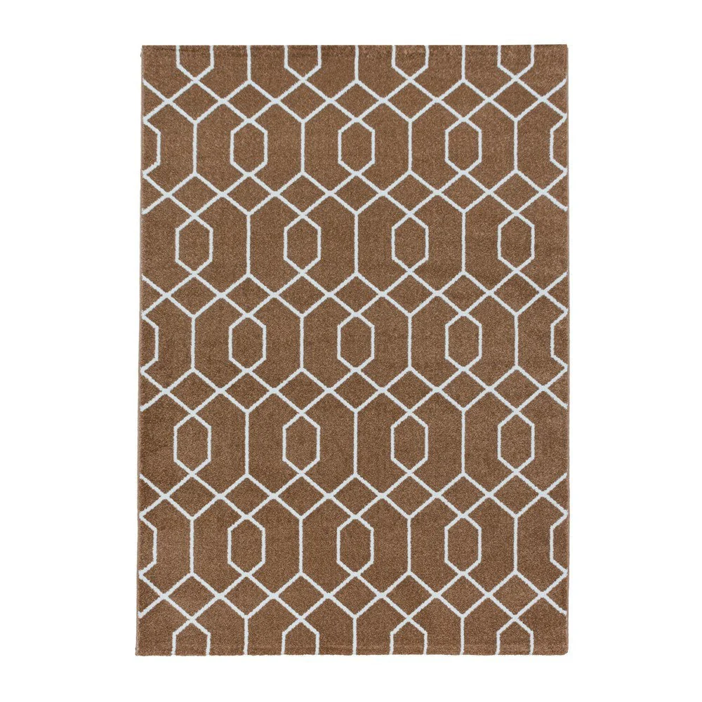 Wohnzimmerteppich Kurzflor Teppich Cable Design Zopf Muster Linien Kupfer - Image 2