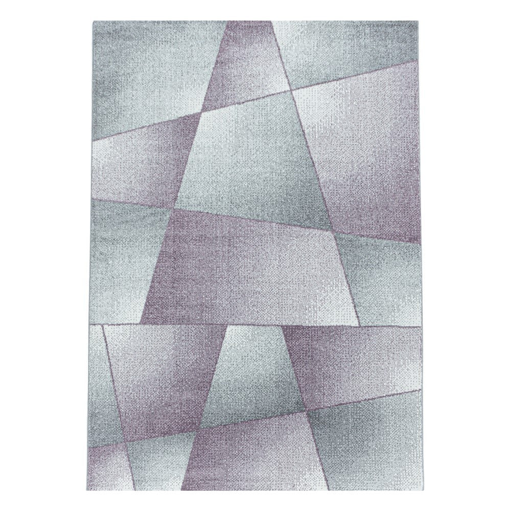 Wohnzimmerteppich Kurzflor Teppich Design Abstrakt Geometrisch Lila - Image 2