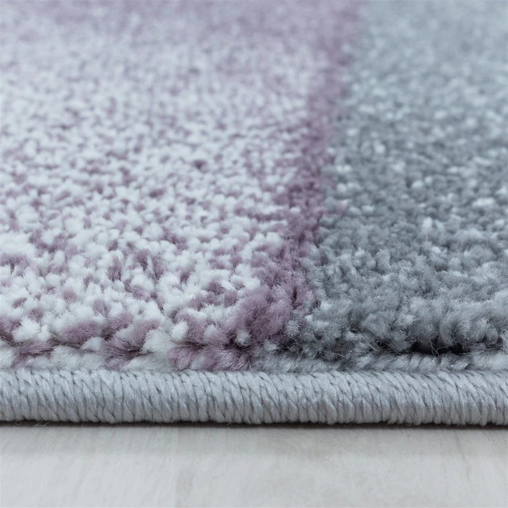 Wohnzimmerteppich Kurzflor Teppich Design Abstrakt Geometrisch Lila - Image 4