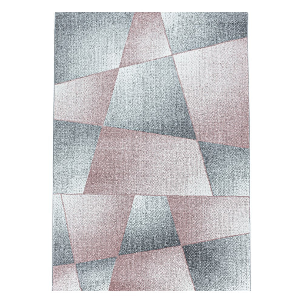 Wohnzimmerteppich Kurzflor Teppich Design Abstrakt Geometrisch Rosa - Image 2