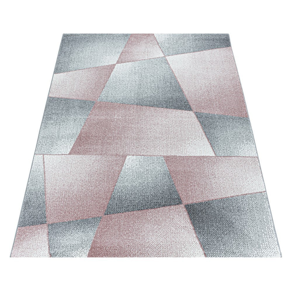 Wohnzimmerteppich Kurzflor Teppich Design Abstrakt Geometrisch Rosa - Image 4