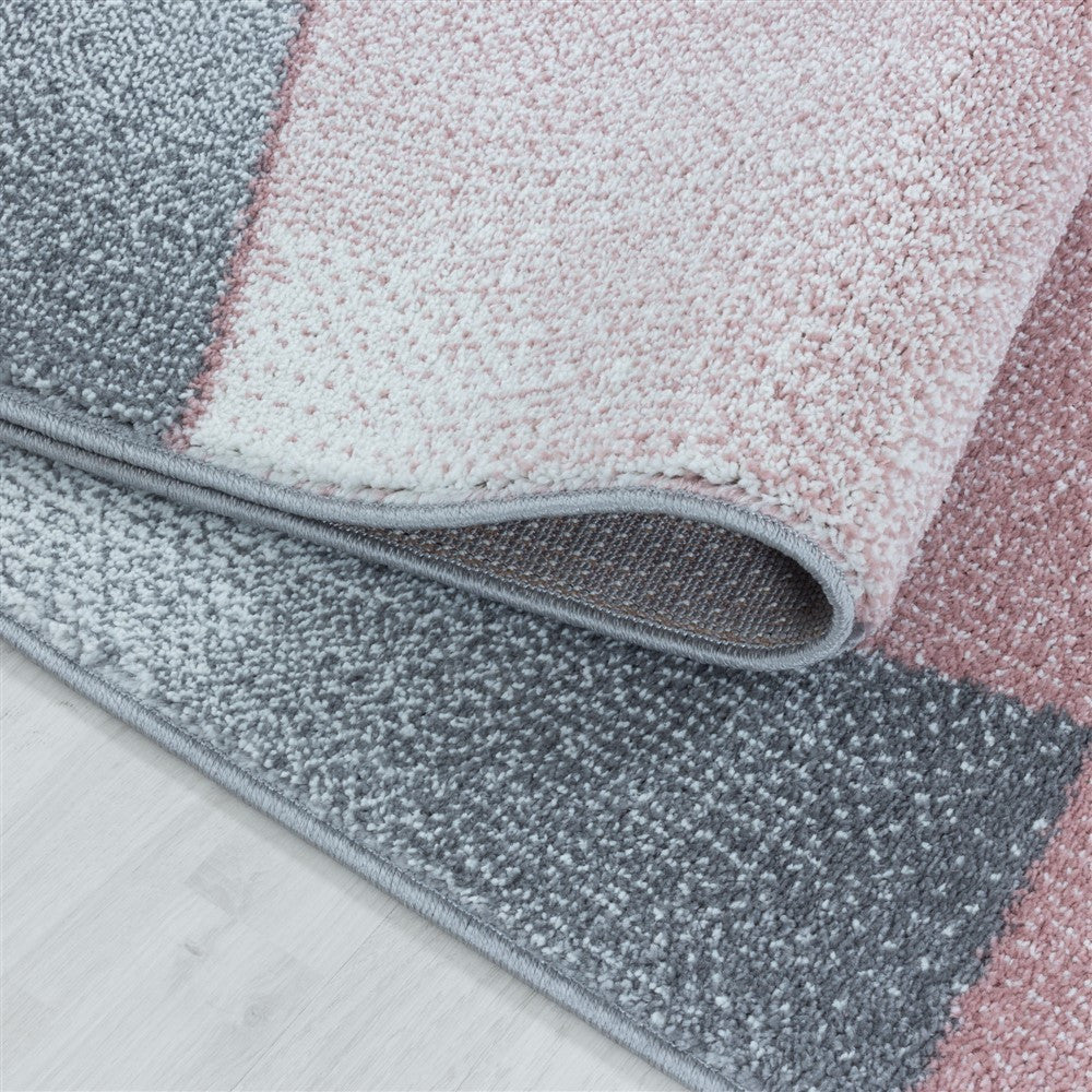 Wohnzimmerteppich Kurzflor Teppich Design Abstrakt Geometrisch Rosa - Image 5