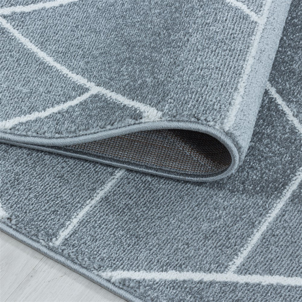 Wohnzimmerteppich Kurzflor Teppich Design Geometrische Linien Grau - Image 5
