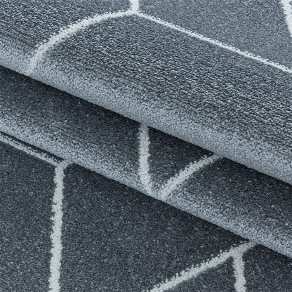 Wohnzimmerteppich Kurzflor Teppich Design Geometrische Linien Grau - Image 6