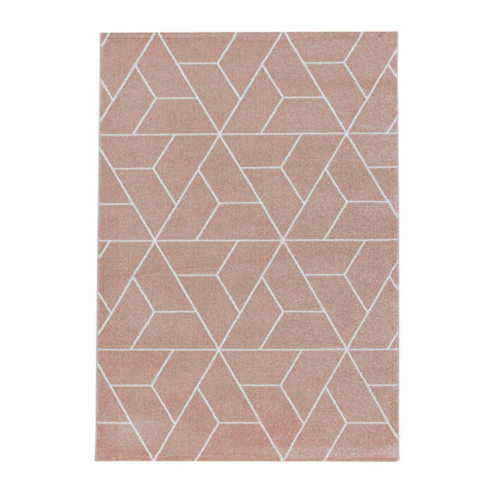 Wohnzimmerteppich Kurzflor Teppich Design Geometrische Linien Rose - Image 2