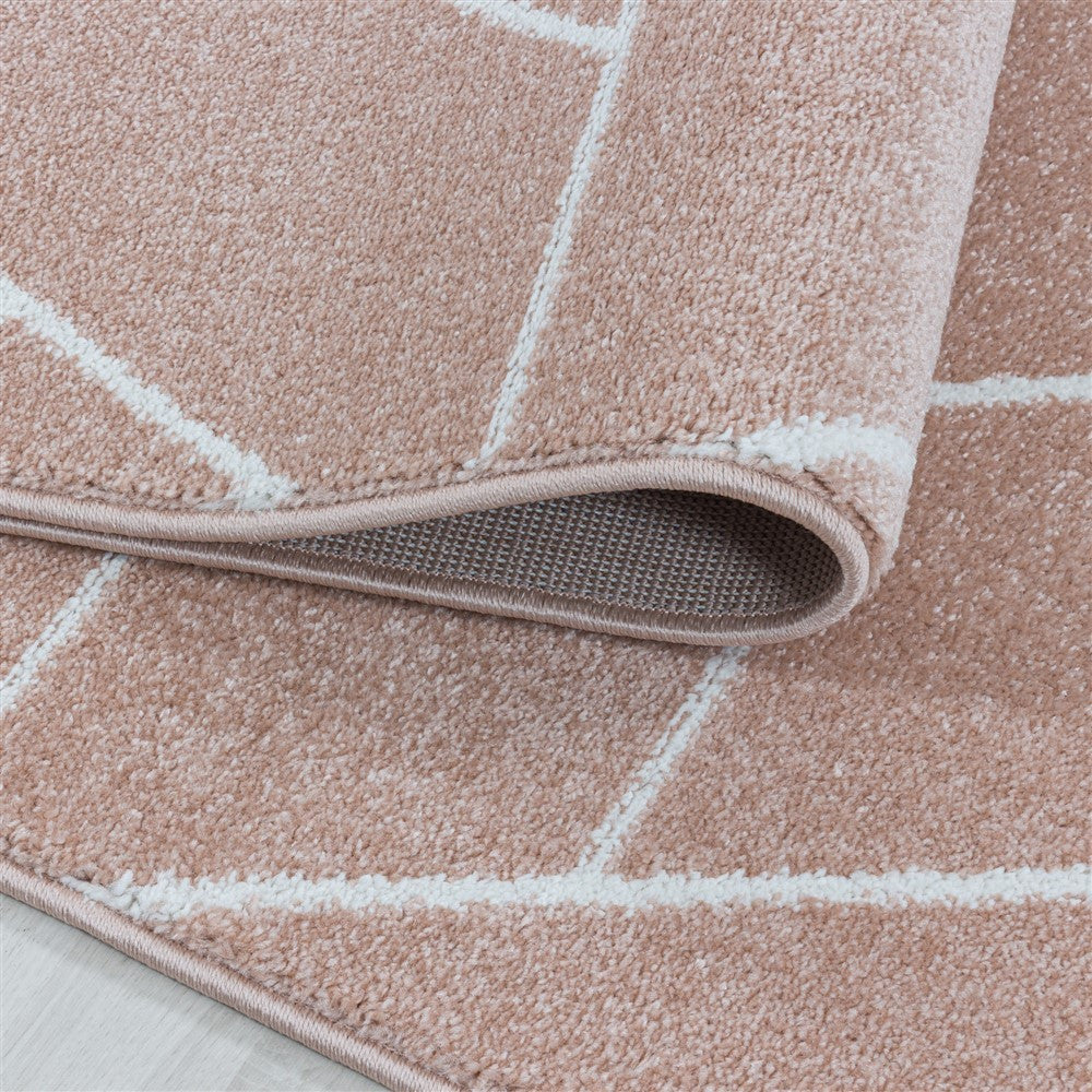 Wohnzimmerteppich Kurzflor Teppich Design Geometrische Linien Rose - Image 4